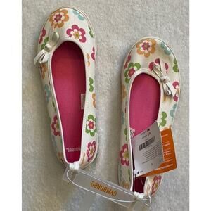 Gymboree Sneakers Shoes Girl's Size 2 Youth Pink White Floral Summer NEW